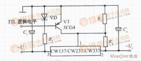 基于CW137 CW237 CW337构成的由TTL逻辑电平控制输出的集成稳压电源电路